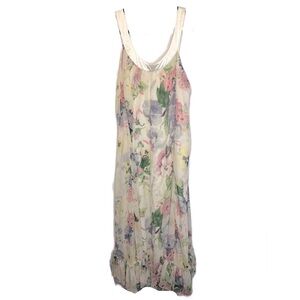 Floral Sleeveless Maxi Dress in Pastel Pink and Green